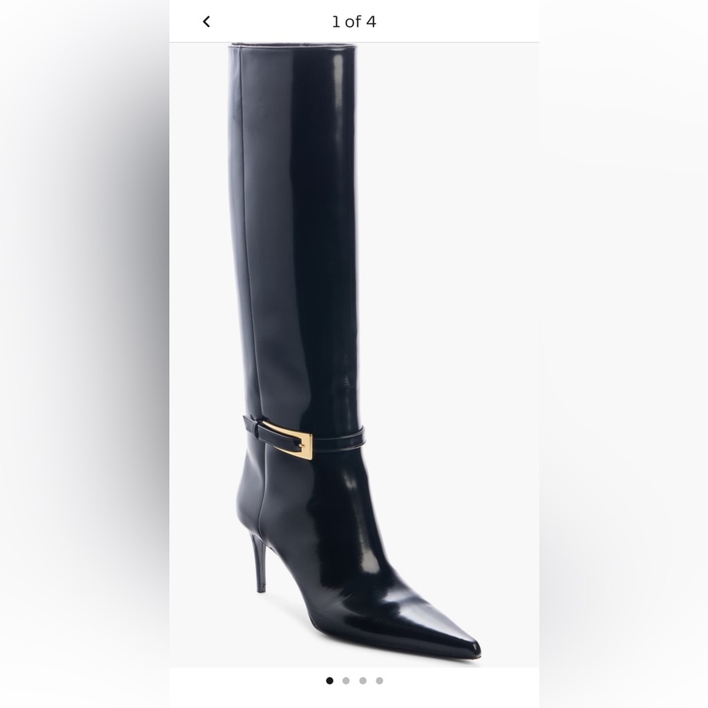Saint Laurent Lee patent buckle knee boots